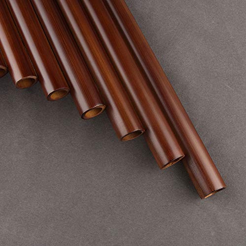 22/25 Pipes G Key Professional Pan Flute Chinese Traditional Musical Instrument Pan Pipes Easy to Learn with Exquisite Brown Pan Pipes Flute and Black Leather Bag (22-Left Hand) - Thumbnail 2