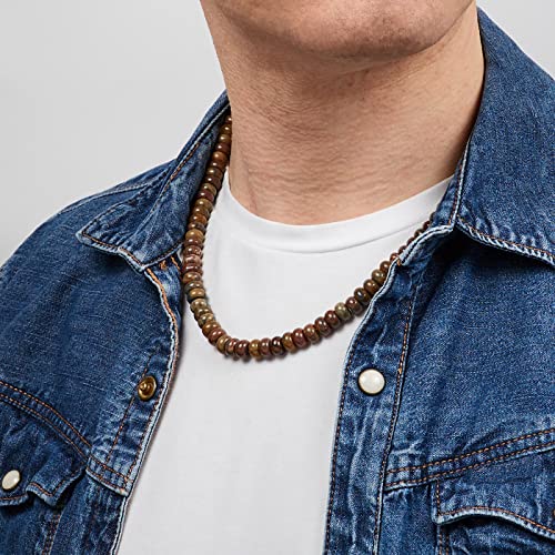 Collar de cuentas para hombre con cristal de piedra natural de 8 mm 6