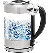 OVENTE Glass Electric Kettle Hot Water Boiler 1.7 Liter ProntoFill Tech w/ Stainless Steel Filter...