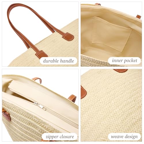 Bolso playero de paja para mujer grande tipo tote miniatura 3