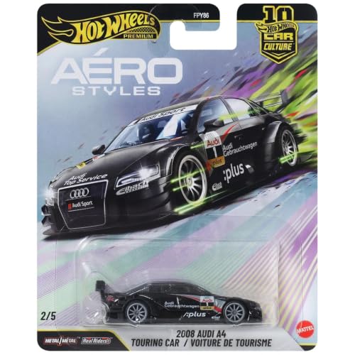 Image of Hot Wheels Aero Styles 2008 Audi A4 Touring Car Car Culture 1:64 Scale Die-Cast Car 2 /5 (Black)