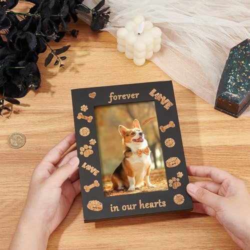 FINGERINSPIRE Bilderrahmen Zum Gedenken An Hunde 15x20cm Für Immer In Unseren Herzen Rahmen Zum Gedenken An Hunde Rechteckiger Bilderrahmen Aus Holz Mit Kunststoff Rahmen Für Verstorbene Hunde