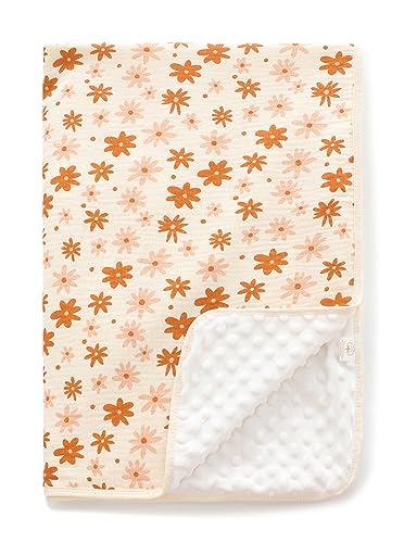 Image of Sea Zaela Baby Blanket for Unisex Boys Girls Nursery Minky Blankets with Muslin Cotton Front Dotted Fleece Backing Double Layer Bed Throws Pattern Daisy
