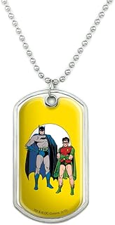 GRAPHICS & MORE Batman and Robin Military Dog Tag Pendant Necklace with Chain