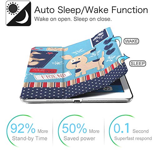 Image of DuraSafe Cases iPad PRO 12.9 3 Gen 2018 [ iPad 12.9 Inch 3rd ] A1876 A2014 A1895 A1983 MTEL2HN /A MTEM2HN /A MTFN2HN /A Trifold Printed Hard Smart PC Transparent Back Cover - Puppy Friend