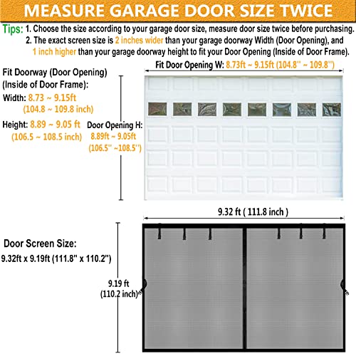 Image of Magnetic Garage Door Screen 9x9ft for 1 Car, Doors Durable Fiberglass Heavy Duty Mesh Magnetic Net, Pets Friendly Retractable for Carport Garage Patio Porch (Black, 9x9ft)