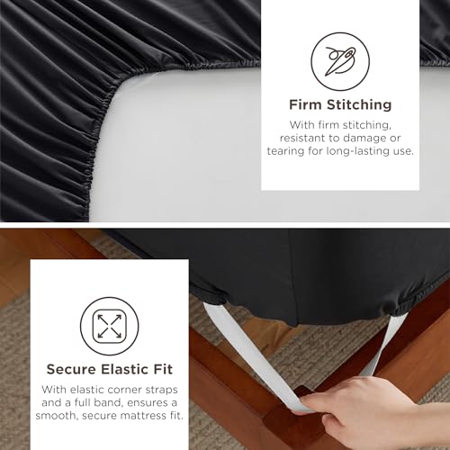 Image of Bedsure Deep Pocket Full Size Bed Sheets Set - Fits Mattresses Up to 21 Inches Thick - 4 Piece GentleSoft Bed Sheets, Moisture Wicking, Soft & Cooling Bedsheet & Pillowcases, Easy & Secure Fit, Black