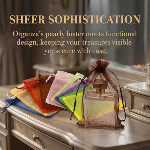 Image of 100PCS Organza Bags, 4X4.72 inch Wedding Favor Bags with Drawstring, Mixed Color Satin Drawstring Organza Pouch Gift Bags for Party, Jewelry, Christmas, Mother's Day, Festival, Bathroom Soaps, Makeup Organza Favor Bags Easter Gifts