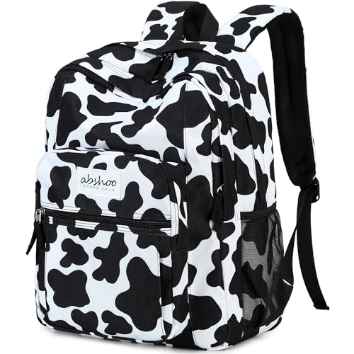 Image of abshoo Classical Basic Cow Print Womens School Backpack For College Teen Girls Water Resistant Bookbag (Cow)
