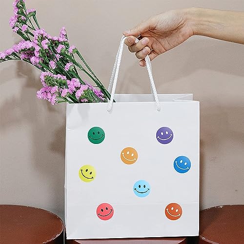 4 Rollen 2000 Stück Smiley Aufkleber - Emoji Smiley Sticker, 8 Farben Runde 2,5cm, Lehrer Belohnungssticker für Belohnungsaufkleber, Geschenkdekorationen, Partydekorationen