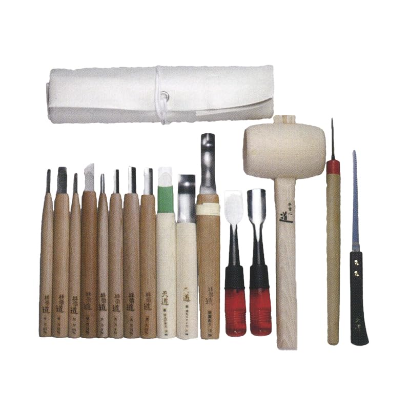 Amazon | 道刃物工業 彫刻刀 熊面彫刻入門セット 天道 ハイス鋼 レザー