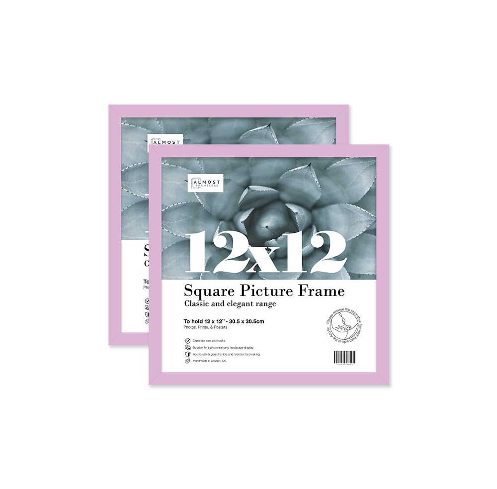 Almost Frameless 12x12 Lilac Picture Frame Set of 2, Display 12x12 Picture Gallery Wall, Poster, Photo, Artwork, or Print, Lilac, Square โ image 1
