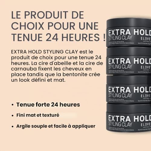ELEVEN AUSTRALIA Extra Hold Styling Hair Clay - Fixation Maximale, Fini Mat pour la Texture, Définition Longue Durée, Idéal pour Cheveux Courts à Mi-longs - 85g – vue 2