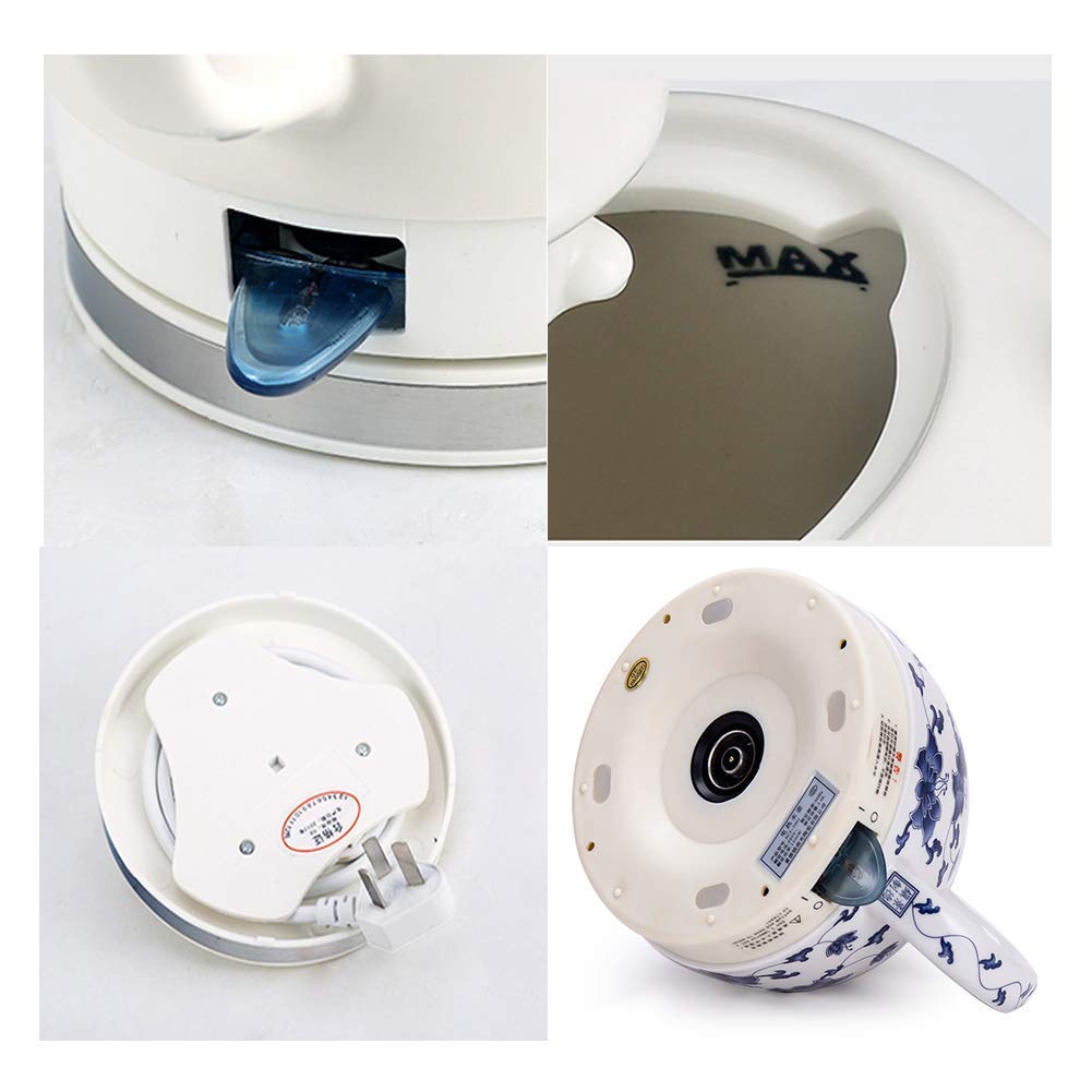 Ceramiczny czajnik elektryczny bezprzewodowy czajniczek na wodę, czajniczek retro 1 l dzbanek, szybko zdejmowana podstawa, automatyczne wyłączanie, ochrona przed gotowaniem na sucho 1000 W/B