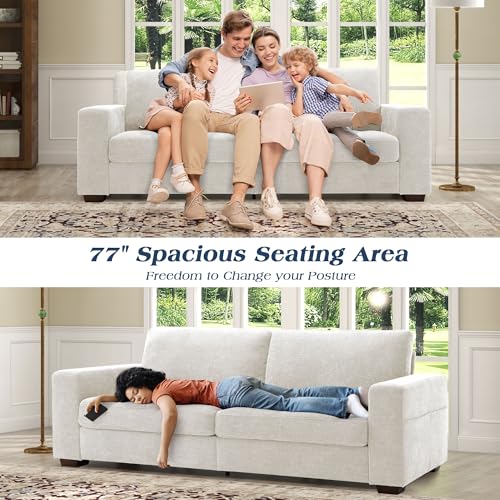 Image of WorthFurni Sofas for Living Room, Chenille Loveseat Couch Set, Small Modern Sofa, USB Charging, Removable Sofa Cover,Solid Wood Frame, Easy to Install(89inch,White)