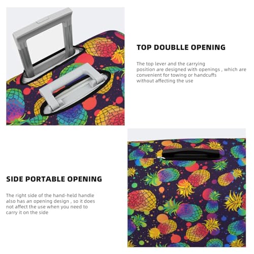 Colorful Pineapples Print Luggage Cover For Suitcase,Washable Elastic Travel Suitcase Protector With Zipper Closure And Bottom Buckle – Fits 18-32" Luggage-Medium3