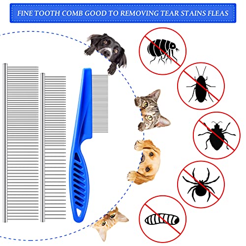 Pet Comb 5 Pieces Dog Comb Tear Stain Remover Comb Stainless Steel Pet Comb Double Sided Dog Eye Comb Brush Multipurpose… - Image 4