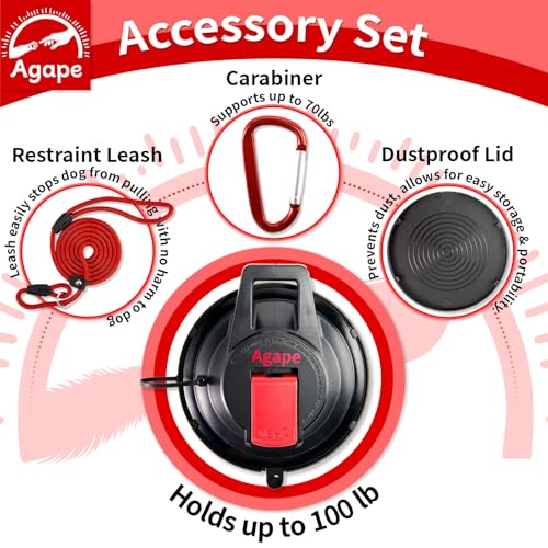 Image of Agape Heavy Duty Dog Bath Suction Cup with Grooming Restraint Leash | Powerful Reusable Pet Bath Holder and Tub Loop Anchor for Dog & Cat Shower, Trimming, Blowing and Grooming