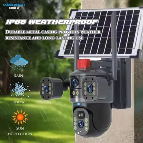 Image of XUGA-Cybernautt Series X10U-W 12MP PTZ Solar WiFi Outdoor CCTV Camera | Color Night Vision | Motion Detection | Water Proof | for Farm | Triple Lens WiFi Camera