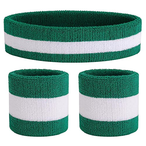 ONUPGO Schweißband Set Sportstirnband Handgelenk gestreifte Schweißbänder Frottee Sporttraining Basketball-Armband Stirnbänder Feuchtigkeitstransport Schweiß absorbierendes Stirnband