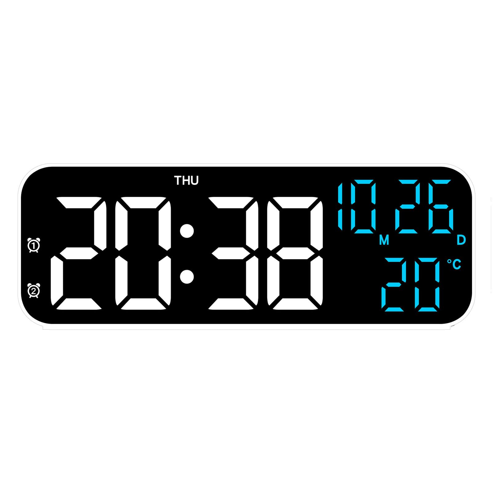 sodeber Modern LED Clock with Temperature and Humidity Display Voice Control 3 Adjustable Brightness Voice Control Alarm Temperature and Date