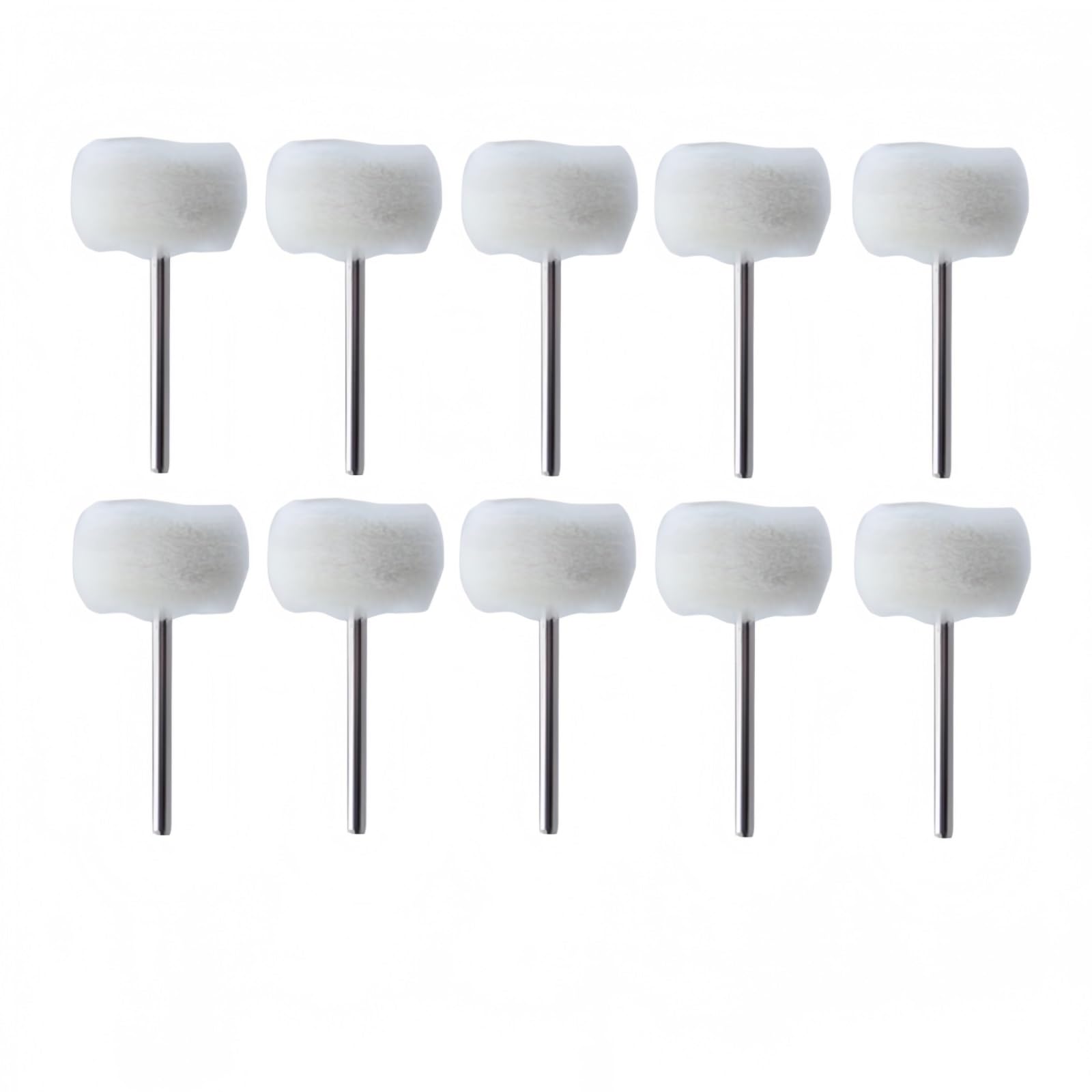 10Pcs Mini Grinding Sanding Head Abrasive Disc Felt 3mm Shank Buffing Wheels Metal Polish Brush Drill Rotary Tool Accessories(White,2.35mm Shank 10pcs)