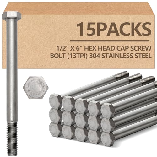 Boulons hexagonaux demi-filetage 15,2 cm en acier inox pour béton