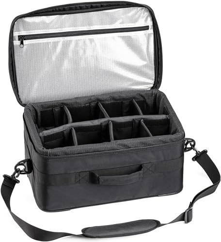 BRENTANO OUTDOOR FISHING REEL CASE BAG WATER RESISTANT WITH HARD STRUCTURE FRAME (Black, Large)