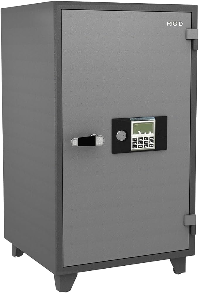 Sponsored Ad – RIGID 210L Fire Resistant Safe | 60 Min/945°C NT FIRE 017 Rated | Digital & Key Lock with Alarm, Drawer & Wheels | 5-Layer Protection, 2 Adjustable Shelves for Office, Home (57D x 65W x 127H CM, Grey)