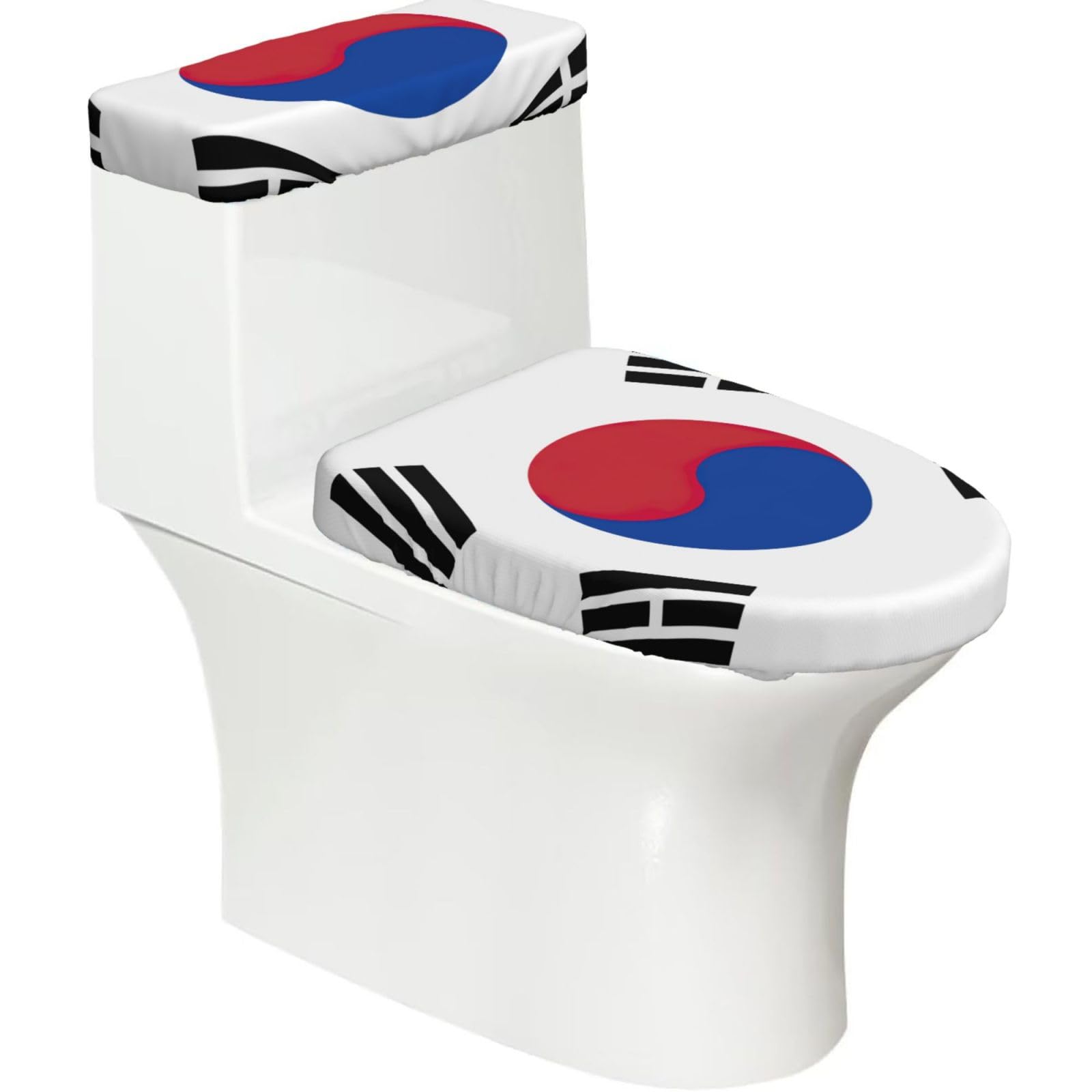 Flag Of Republic Of Korea Print Bathroom Decor Toilet Lid Cover And Tank Covers, Restroom Accessories Fits Most Round
