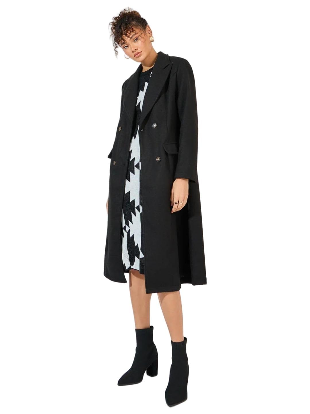 styli Women Regular Fit Longline Double Breasted Wool Like Coat | Stylish Winterwear Overcoat for Women | Perfect for Casual, Party & Everyday Wear-picture-30