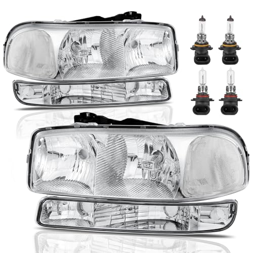 KUIPERAUTO Headlight Assembly Front Lamp Compatible with 1999-2006 GMC Sierra 1500 2500, 2000-2006...