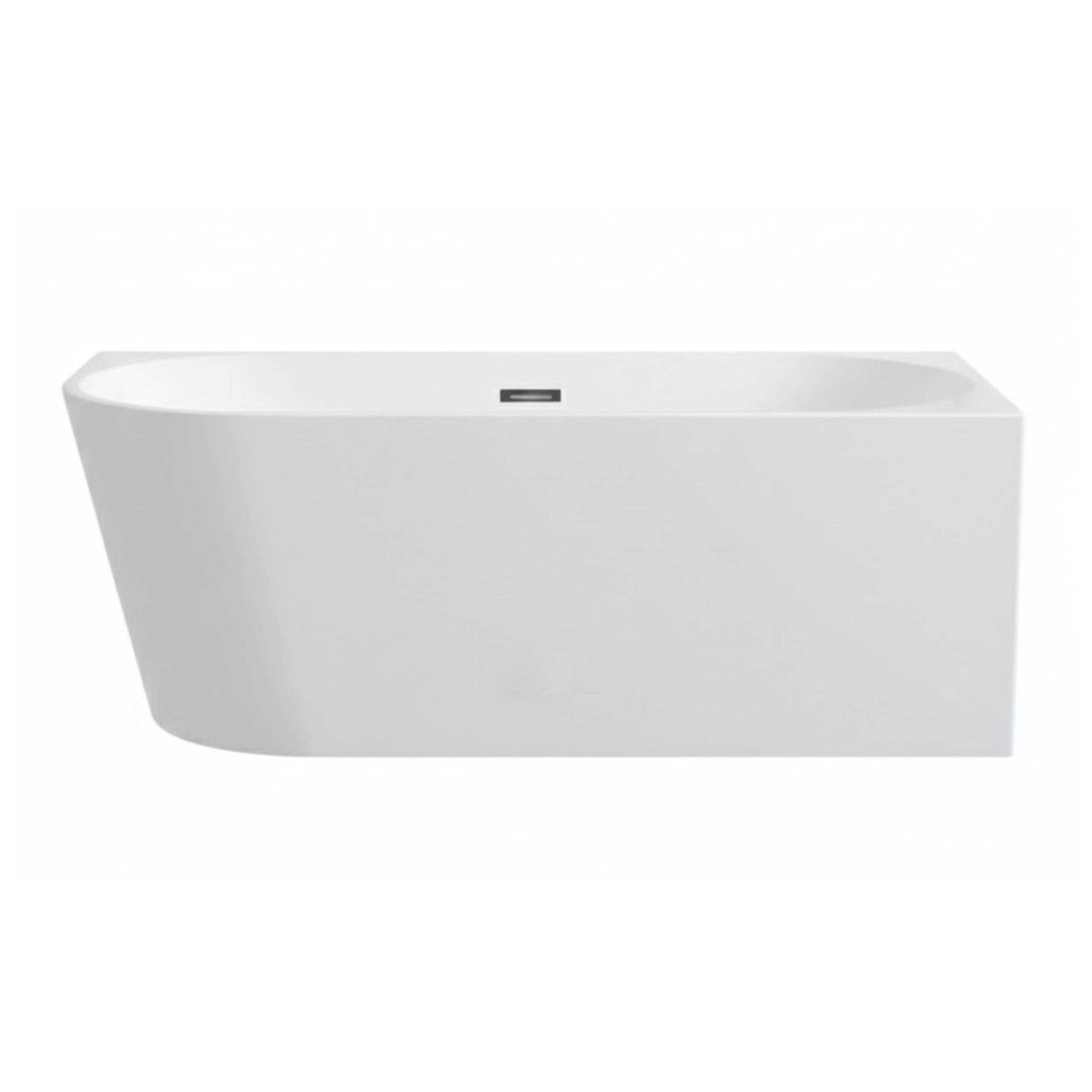 Bañera Exenta de Esquina Derecha 280 L, 160 x 80 cm - Diseño Minimalista con Desagüe Click-Clack Cromado, Marco de Acero Estable y Fondo Reforzado con Fibra de Vidrio