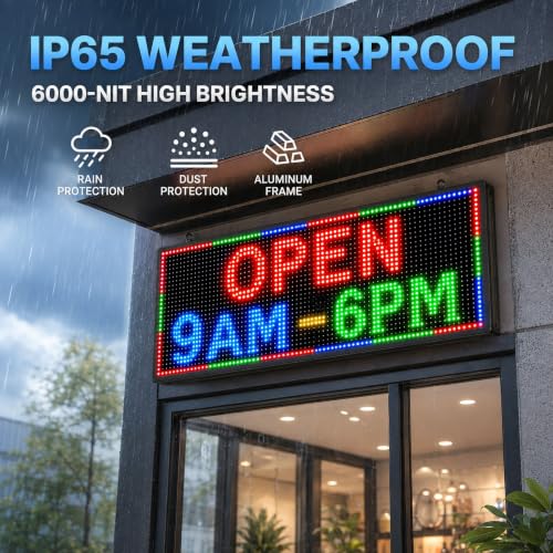 Image of CX P10 Outdoor LED Scrolling Sign, 39 x 14 in, IP65, 6000 Nits