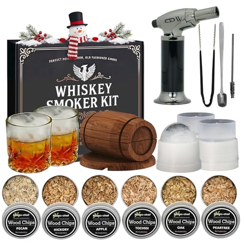 Birthday Gifts for Men Whiskey Smoker Kit Bourbon Cocktail with Torch-6 Flavors Wood Chips for Old...