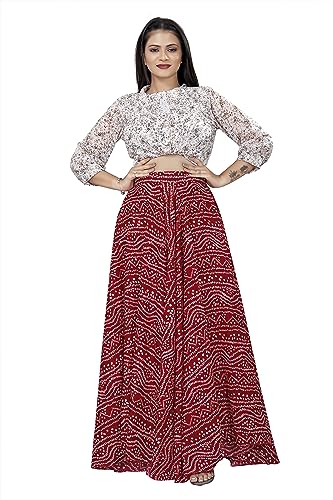 Image of Women's American Crepe Blooming Flared Long for Traditional Stitched A-line Flare Skirt for Girls with 12 Meter Flare 40inch Height