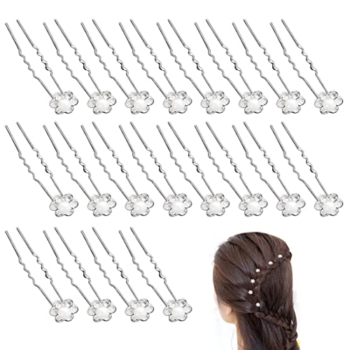 Clyhon 20 Pièces Épingle à Cheveux de Marriage en Strass, pince a cheveux en forme de U,cristal de fleurs forme,Accessoire Bijoux pour le style de bijoux de mariée de mariage pour Marriage Soirée