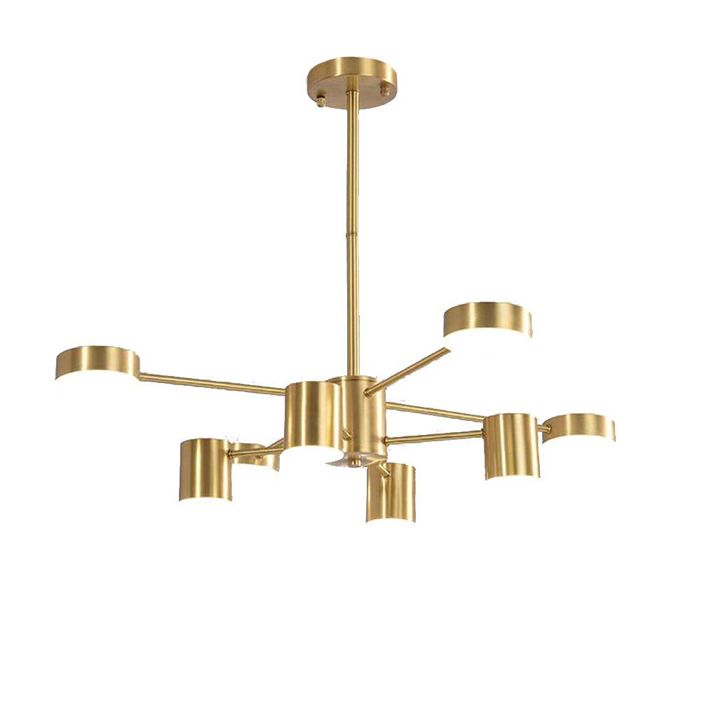 NZDYModern Led Chandelier Garwarm 12 Lights Sputnik Pendant Lighting Brushed Brass Ceiling Light Fixture for Bedroom Livingroom Dinning Room,Copper,4+4