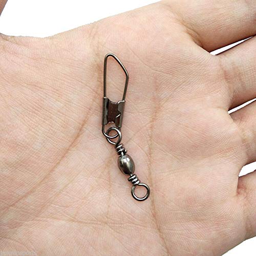 image for AGOOL 50pcs Barrel Swivel with Safty Snap Connector Fishing Swivels wi