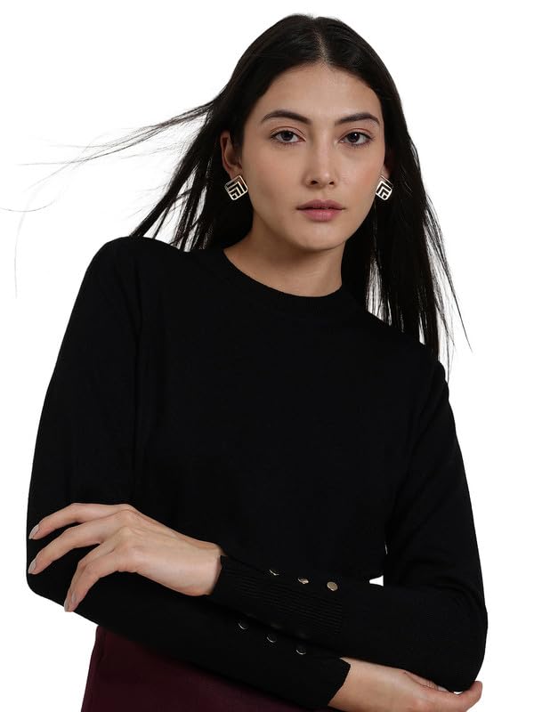 fablestreet Women's Pullover Sweater | Regular Fit Turtle Neck with Gold Button Detail | Soft Acrylic Fabric for Autumn & Winter Wear-picture-38