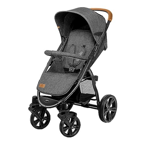 Lionelo Annet passeggino leggero pieghevole grigio regorabile con posizione sdraiata con ruote EVA cappottina XXL con zanzariera coprigambe portabibite fino...