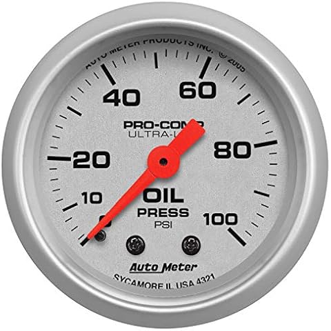 Auto Meter 4321 Ultra-Lite Mechanical Oil Pressure Gauge, Regular, 2.3125 in. Cover