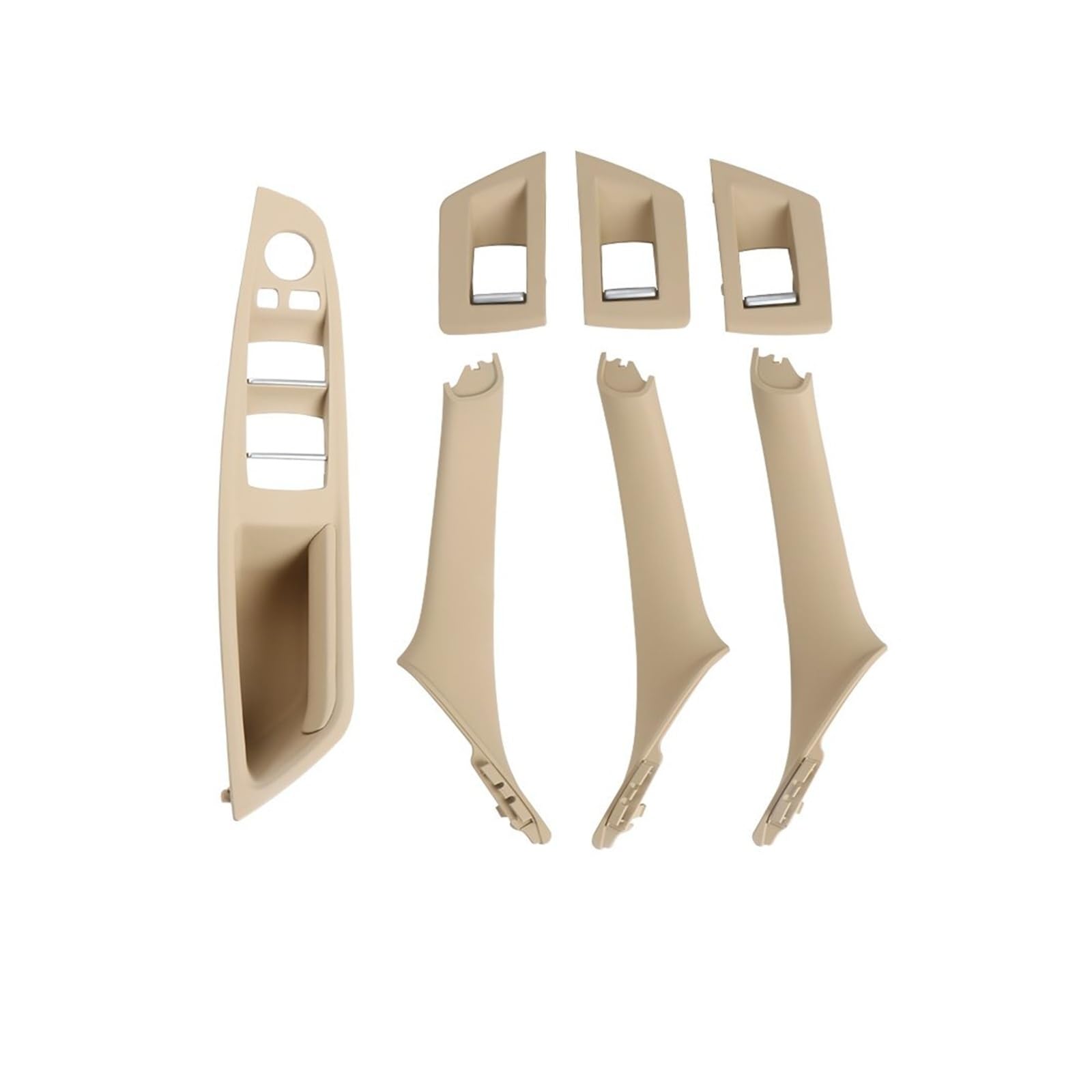 Fpcdhxsp Inner Door Pull Handle Trim Cover for BMW for 5 Series for F10 for F18 523 525 528 LHD RHD Car Interior Door Handle Pull 7Piece Set(LHD Beige)