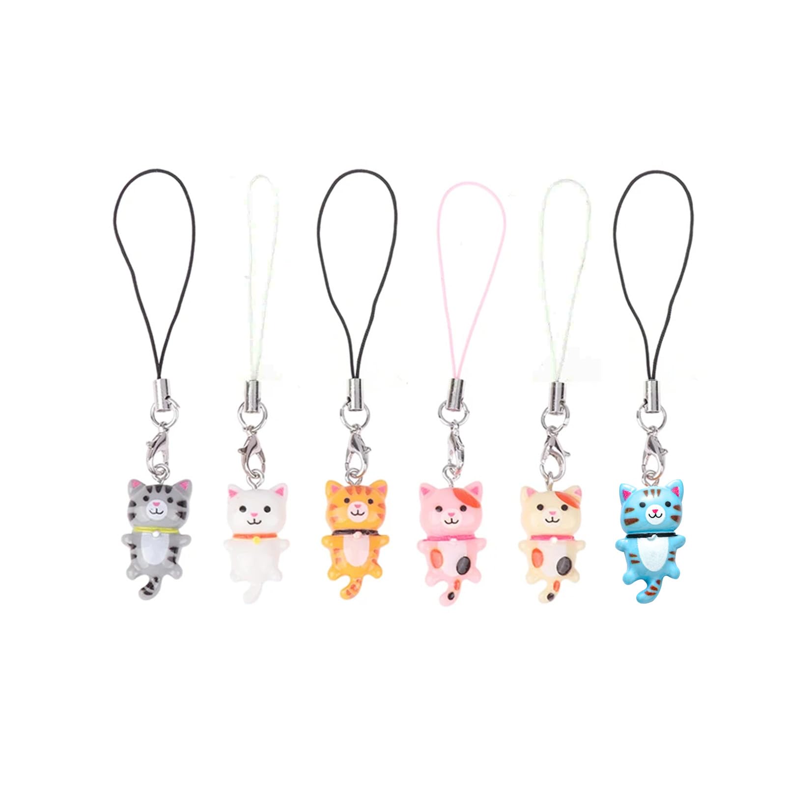 PUCAPOCO Uroczy kot zawieszka na telefon kawaii estetyczne zawieszki do telefonu pasek brelok do plecaka portfel torba 6 szt