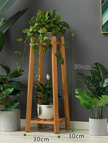 Image of Beauty Panda Teak Wood Multipurpose Plant Stand /Pot Stand | Living Room Side Stand /Flower Pot | Vase Stand | Indoor Outdoor Planter Display Shelving (ST8M, Natural Wood)