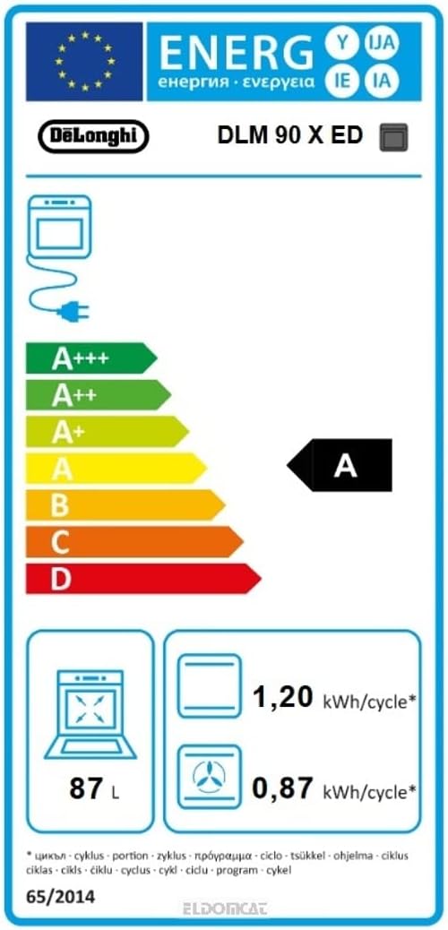 De Longhi DLM90XED Forno Elettrico Ventilato 87 Litri, Classe A, Inox De Longhi DLM90XED Forno Elettrico Ventilato 87 Litri, Classe A, Inox