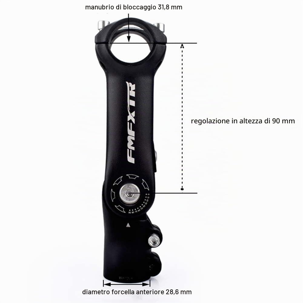 CYSKY Attacco Manubrio Regolabile 25,4 31,8 90mm 110mm 0-90° Gradi Attacco Manubrio MTB in Lega di Alluminio per Mountain Bike, Bici da Strada, MTB, BMX, Ciclismo
