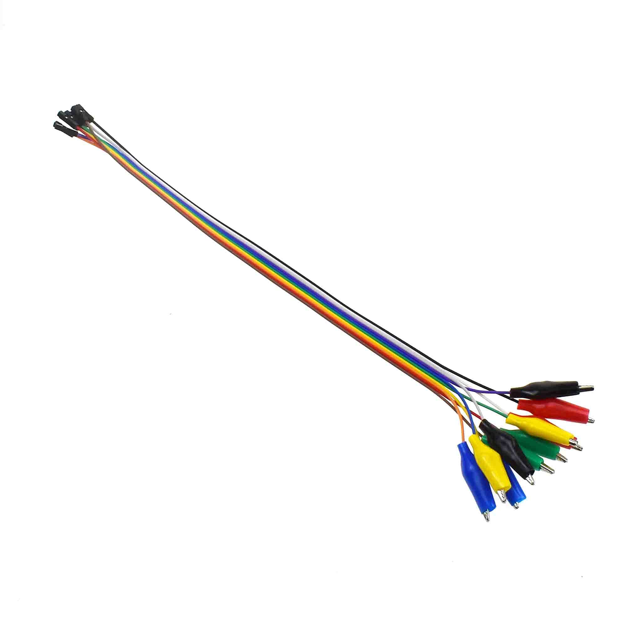 Lot De 4 Câbles DuPont Mâle 10 Broches Vers Pince Crocodile - Longueur 17,5 Cm - Pour Projets électroniques, Arduino, Tests - 2