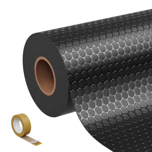 Garvee 7.5x20 Ft Garage Floor Mat Thickened Coin Plate Garage Flooring Heavy Duty Rubber Garage Floor Mats for Under Car Non-Slip Floor Protector Mat with Tape for Basement/Workshop (Black)