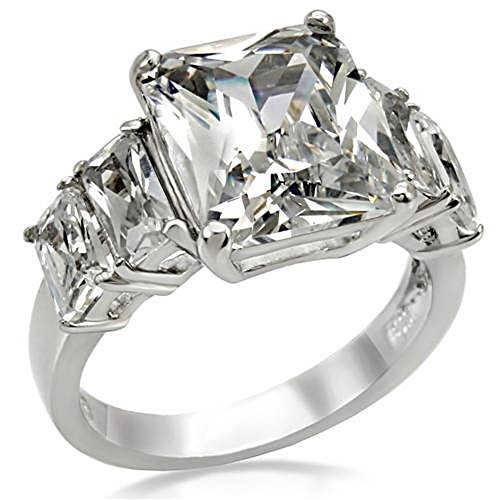 Radiant Cut Cz Cubic Zirconia Stainless Steel Engagement Party Ring Women's sizes - Main Image